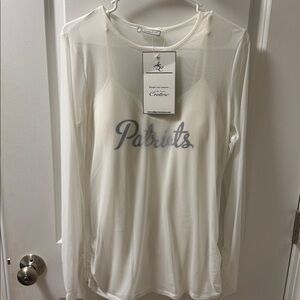 All Sport Couture White Long Sleeve New England Patriots Top